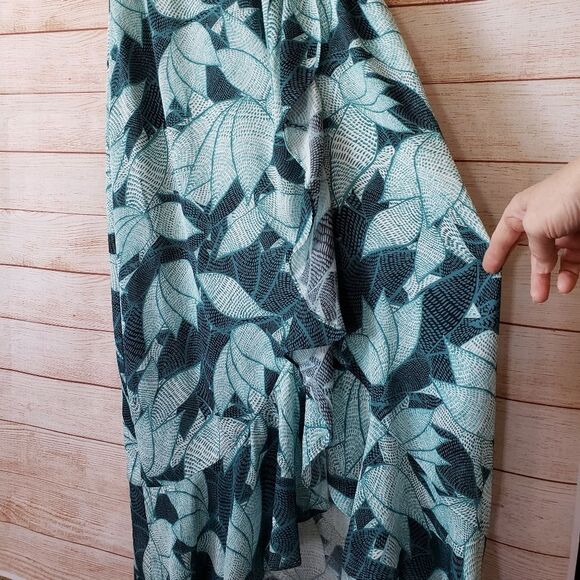 Parker 100% Silk Floral Palm Print High-Low Short Sleeve Midi Dress - Picture 7 of 12